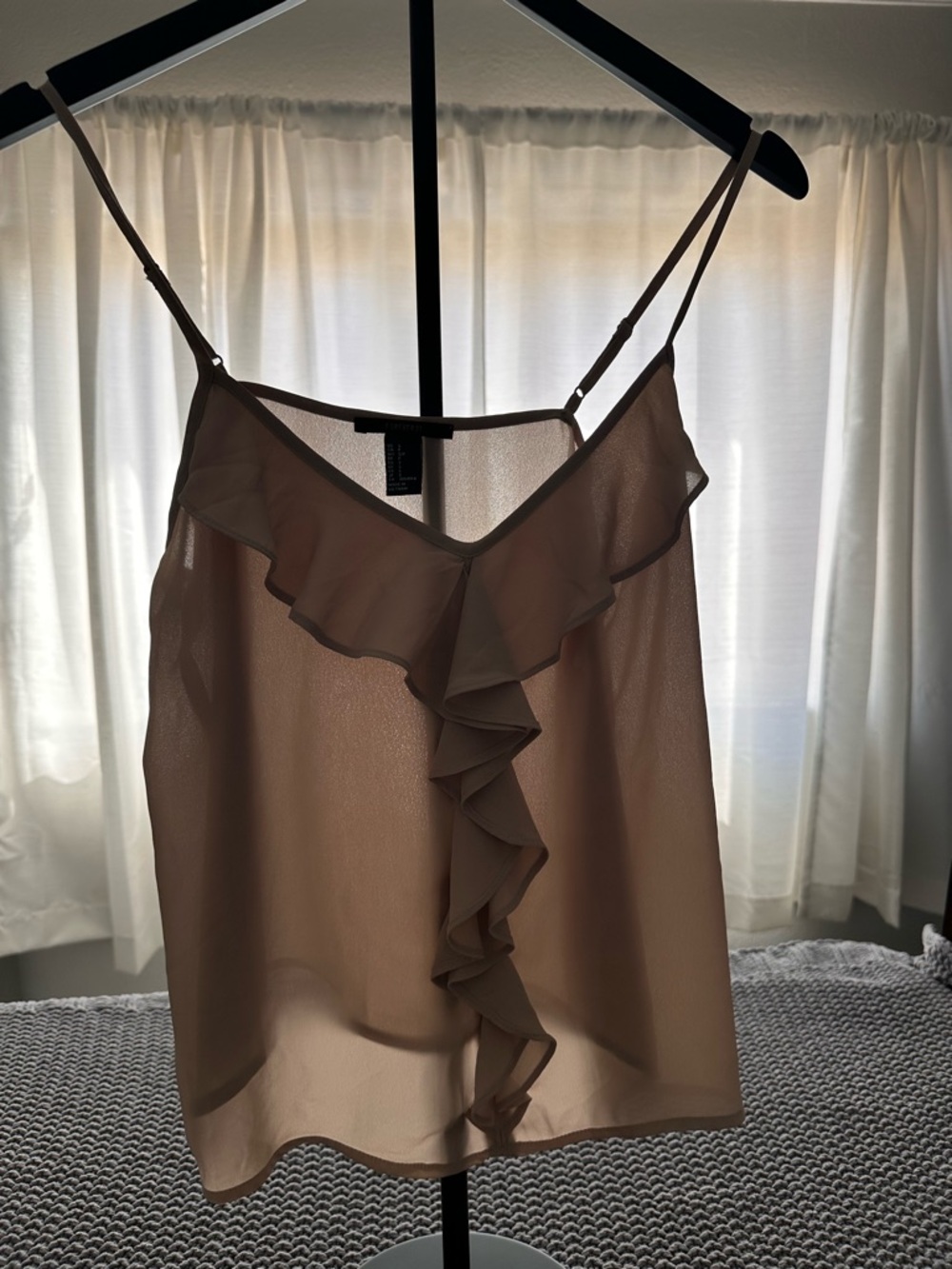 Forever 21 Blush Pink Ruffle Front Spaghetti Strap Cami